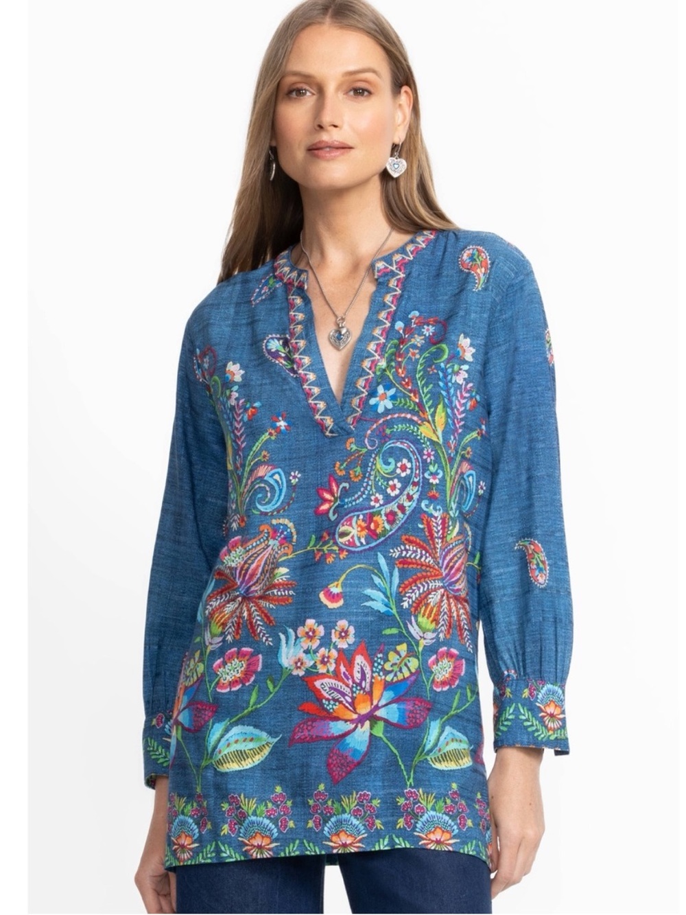 Johnny Was Henley Voyager Tunic Small